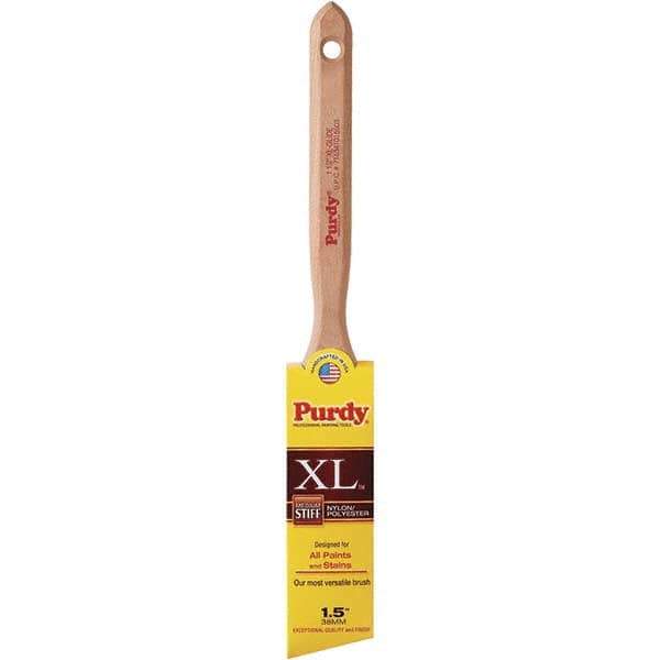 Purdy - 1-1/2" Angled Synthetic Trim Brush - 2-7/16" Bristle Length, 2-7/16" Wood Fluted Handle - Apex Tool & Supply