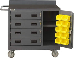 Durham - 2,000 Lb Capacity, 4 Drawer, 1 Door Mobile Workstation - 36" Wide x 18" Deep x 38-3/8" High, Steel, Gray - Apex Tool & Supply