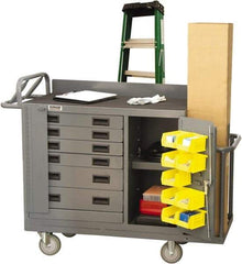 Durham - 2,000 Lb Capacity, 6 Drawer, 1 Door Mobile Workstation - 52-3/4" Wide x 19" Deep x 40-1/4" High, Steel, Gray - Apex Tool & Supply