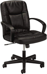 Basyx - 38-3/4" High Executive Mid Back Chair - 25" Wide x 34-1/2" Deep, Leather Seat, Black - Apex Tool & Supply