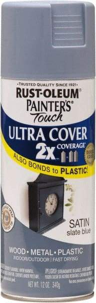 Rust-Oleum - Slate (Color), Satin, Enamel Spray Paint - 8 Sq Ft per Can, 12 oz Container, Use on Multipurpose - Apex Tool & Supply