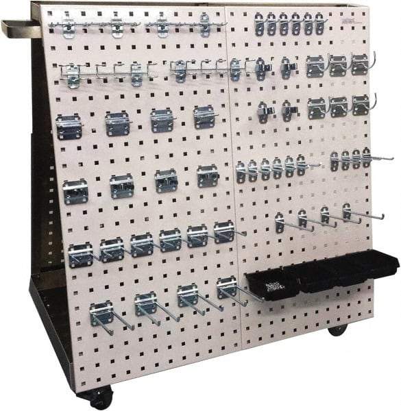 Triton - 21-1/4 Inches Wide x 39-1/4 Inches High x 36-3/4 Inches Deep A-Frame Double Sided Pegboard Tool Cart - 800 Lbs. Load Limit, Includes 56 Piece LocHook Assortment and 4 Plastic Bins - Apex Tool & Supply