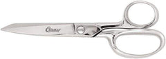 Clauss - 3" LOC, 6" OAL Chrome Plated Straight Trimmers - Steel Straight Handle, For Paper, Fabric - Apex Tool & Supply
