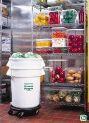 Rubbermaid - Round, White Polyethylene Food Storage Container - 38-1/2" High x 25" Wide - Apex Tool & Supply
