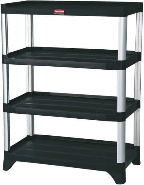 Rubbermaid - 46" High x 20" Wide x 35" Deep, 4 Shelf Structural Plastic Open Shelving - Black, 800 Lb Capacity - Apex Tool & Supply