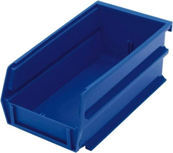 Triton - 7-3/8" Deep, Blue Polypropylene Hopper Stacking Bin - 3" High x 4-1/8" Wide x 7-3/8" Long - Apex Tool & Supply