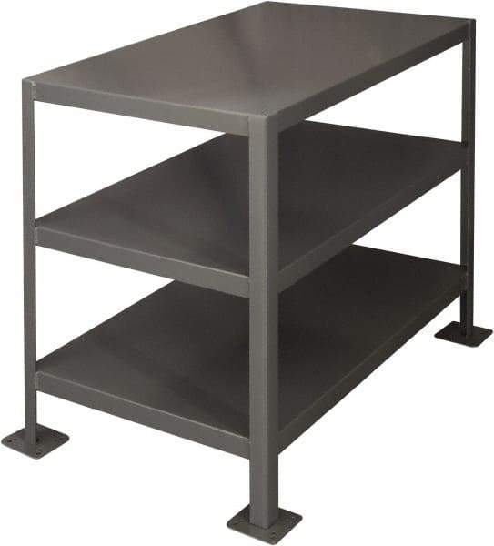 Durham - 36 Wide x 24" Deep x 30" High, Steel Machine Work Table - Flat Top, Rounded Edge, Fixed Legs, Gray - Apex Tool & Supply