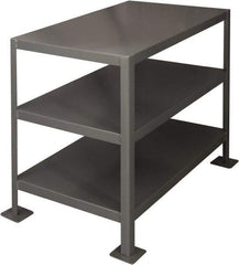 Durham - 36 Wide x 18" Deep x 30" High, Steel Machine Work Table - Flat Top, Rounded Edge, Fixed Legs, Gray - Apex Tool & Supply