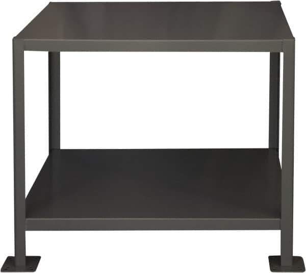 Durham - 36 Wide x 18" Deep x 30" High, Steel Machine Work Table - Flat Top, Rounded Edge, Fixed Legs, Gray - Apex Tool & Supply