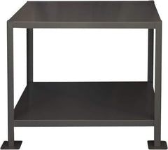 Durham - 36 Wide x 18" Deep x 30" High, Steel Machine Work Table - Flat Top, Rounded Edge, Fixed Legs, Gray - Apex Tool & Supply