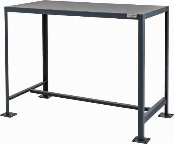 Durham - 48 Wide x 24" Deep x 36" High, Steel Machine Work Table - Flat Top, Rounded Edge, Fixed Legs, Gray - Apex Tool & Supply