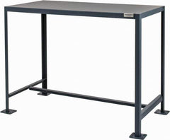 Durham - 48 Wide x 24" Deep x 36" High, Steel Machine Work Table - Flat Top, Rounded Edge, Fixed Legs, Gray - Apex Tool & Supply