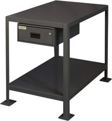 Durham - 36 Wide x 24" Deep x 36" High, Steel Machine Work Table with Drawer - Flat Top, Rounded Edge, Fixed Legs, Gray - Apex Tool & Supply