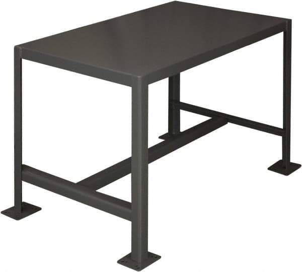Durham - 48 Wide x 24" Deep x 42" High, Steel Machine Work Table - Flat Top, Rounded Edge, Fixed Legs, Gray - Apex Tool & Supply