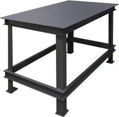 Durham - 72 Wide x 36" Deep x 30" High, Steel Machine Work Table - Flat Top, Rounded Edge, Fixed Legs, Gray - Apex Tool & Supply