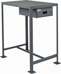 Durham - 36 Wide x 24" Deep x 42" High, Steel Machine Work Table with Drawer - Flat Top, Rounded Edge, Fixed Legs, Gray - Apex Tool & Supply