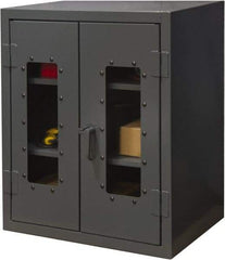 Durham - 2 Shelf Visible Storage Cabinet - Steel, 36" Wide x 20" Deep x 42" High, Gray - Apex Tool & Supply