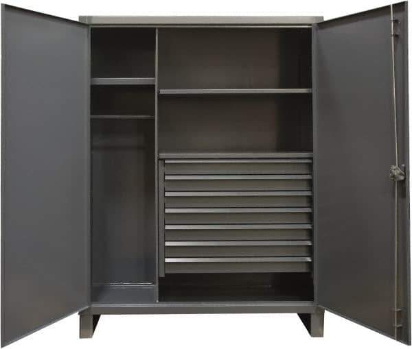 Durham - 3 Shelf Combination Storage Cabinet - Steel, 36" Wide x 24" Deep x 78" High, Gray - Apex Tool & Supply