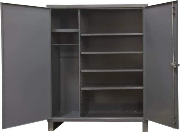 Durham - 5 Shelf Combination Storage Cabinet - Steel, 48" Wide x 24" Deep x 78" High, Gray - Apex Tool & Supply