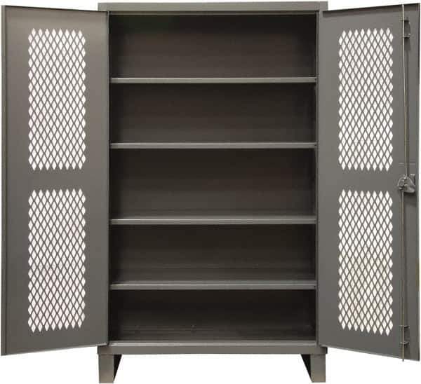 Durham - 4 Shelf Locking Storage Cabinet - Steel, 60" Wide x 24" Deep x 78" High, Gray - Apex Tool & Supply