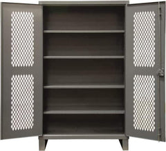 Durham - 4 Shelf Locking Storage Cabinet - Steel, 60" Wide x 24" Deep x 78" High, Gray - Apex Tool & Supply