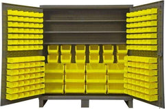 Durham - 3 Shelf 192 Bin Storage Cabinet - Steel, 72" Wide x 24" Deep x 78" High, Gray - Apex Tool & Supply