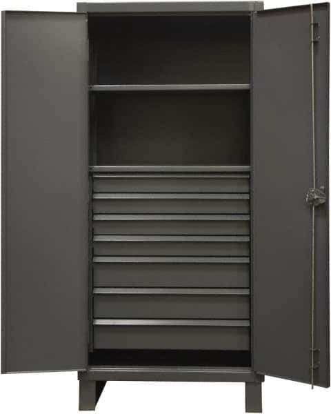 Durham - 2 Shelf Locking Storage Cabinet - Steel, 36" Wide x 24" Deep x 78" High, Gray - Apex Tool & Supply