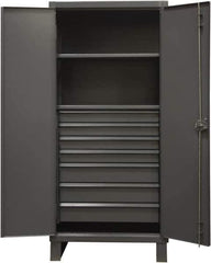 Durham - 2 Shelf Locking Storage Cabinet - Steel, 36" Wide x 24" Deep x 78" High, Gray - Apex Tool & Supply