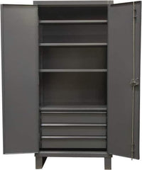 Durham - 4 Shelf Locking Storage Cabinet - Steel, 36" Wide x 24" Deep x 78" High, Gray - Apex Tool & Supply