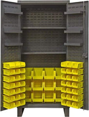 Durham - 2 Shelf 60 Bin Storage Cabinet - Steel, 36" Wide x 24" Deep x 78" High, Gray - Apex Tool & Supply