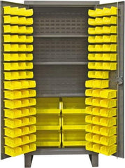 Durham - 3 Shelf 102 Bin Storage Cabinet - Steel, 36" Wide x 24" Deep x 78" High, Gray - Apex Tool & Supply
