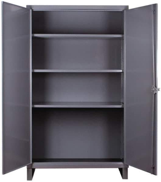 Durham - 3 Shelf Locking Storage Cabinet - Steel, 48" Wide x 24" Deep x 66" High, Gray - Apex Tool & Supply