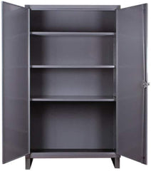 Durham - 3 Shelf Locking Storage Cabinet - Steel, 60" Wide x 24" Deep x 66" High, Gray - Apex Tool & Supply