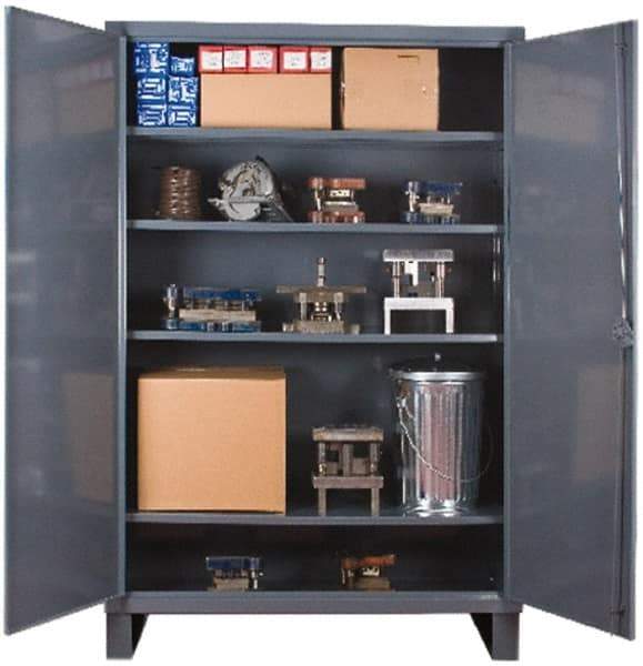 Durham - 4 Shelf Locking Storage Cabinet - Steel, 36" Wide x 20" Deep x 78" High, Gray - Apex Tool & Supply