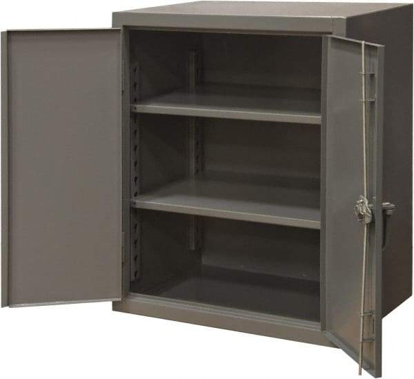 Durham - 2 Shelf Locking Storage Cabinet - Steel, 48" Wide x 24" Deep x 42" High, Gray - Apex Tool & Supply
