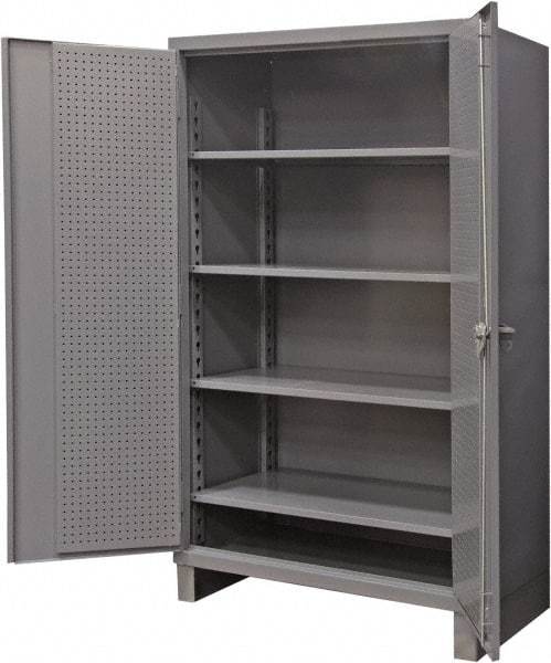 Durham - 4 Shelf Pegboard Storage Cabinet - Steel, 48" Wide x 24" Deep x 78" High, Gray - Apex Tool & Supply