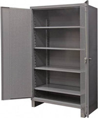 Durham - 4 Shelf Pegboard Storage Cabinet - Steel, 36" Wide x 24" Deep x 78" High, Gray - Apex Tool & Supply