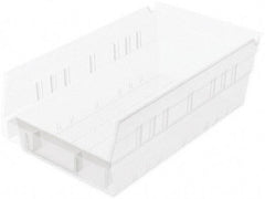 Akro-Mils - 11-5/8" Deep, Clear Hopper Shelf Bin - 4" High x 6-5/8" Wide x 11-5/8" Long - Apex Tool & Supply