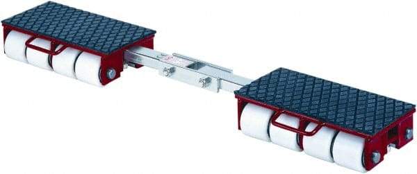 GKS - 39,600 Lb Capacity Steel Machine Dolly - 8.7" Long x 56.3" Wide x 4.3" High, 3.3" Wheels - Apex Tool & Supply
