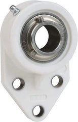 Value Collection - 1-1/4" ID, 6-3/16" OAL x 1-27/32" OAH 3 Bolt Flange Mounted Bearing - 3,462 Lb Static Cap, 5,777 Lb Dyn Cap, 2" Btw Mnt Hole Ctrs, 27/32" Base-to-Ctr Ht, Thermoplastic - Apex Tool & Supply