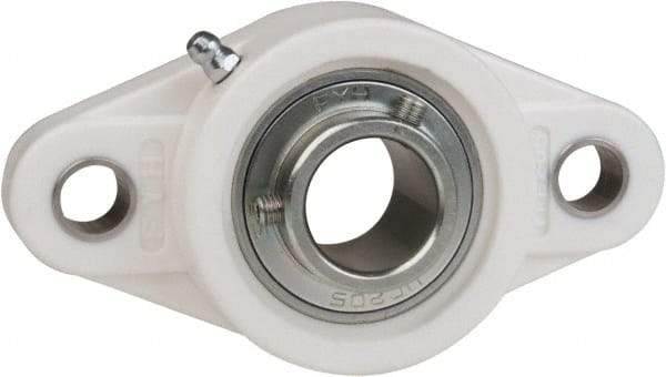 Value Collection - 1" ID, 5-5/32" OAL x 1-13/32" OAH 2-Bolt Flange Mounted Bearing - 1,764 Lb Static Cap, 3,147 Lb Dyn Cap, 3-57/64" Btw Mnt Hole Ctrs, 5/8" Base-to-Ctr Ht, Thermoplastic - Apex Tool & Supply