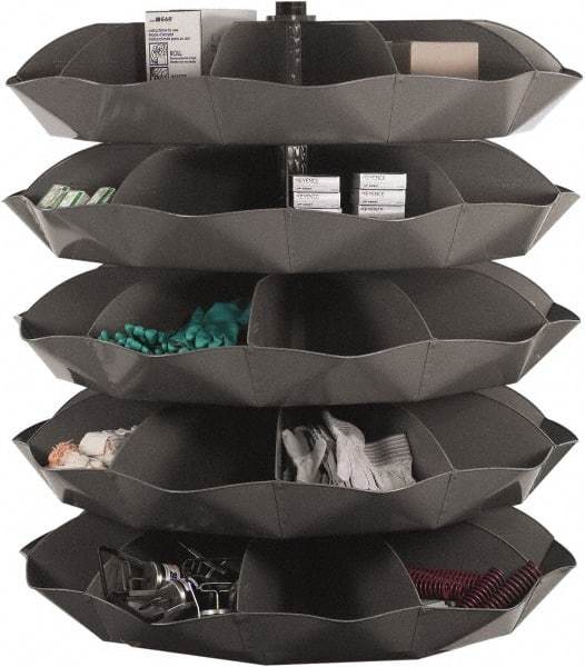 Durham - 10,000 Lb Capacity, 29" Deep x 66-5/16" High, Rotating Bin Rack - 1 Side, Gray Steel Bins - Apex Tool & Supply