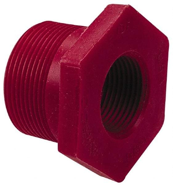 NIBCO - 1-1/2 x 1" PVDF Plastic Pipe Flush Threaded Reducer Bushing - Schedule 80, MIPT x FIPT End Connections - Apex Tool & Supply