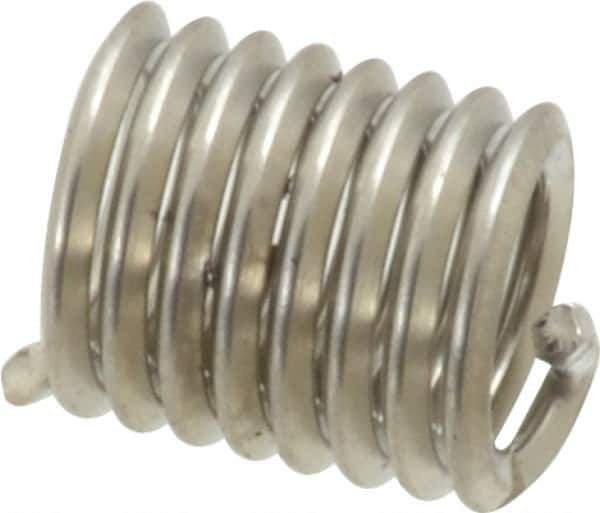 Recoil - 1/4-20 UNC, 1/2" OAL, Free Running Helical Insert - 8 Free Coils, Tanged, Stainless Steel, Bright Finish, 2D Insert Length - Apex Tool & Supply