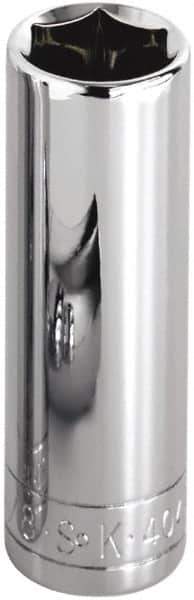 SK - 1/4", 1/4" Drive, Deep Hand Socket - 6 Points, Steel, Chrome Finish - Apex Tool & Supply