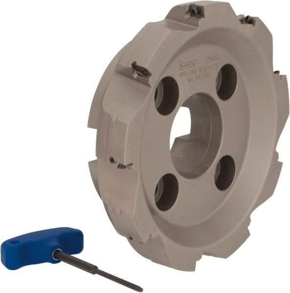 Iscar - 9 Inserts, 8" Cut Diam, 2-1/2" Arbor Diam, 0.56" Max Depth of Cut, Indexable Square-Shoulder Face Mill - 0/90° Lead Angle, 2-1/2" High, AD..1505.. & HM90 AD..1505.. Insert Compatibility, Series HM90 - Apex Tool & Supply