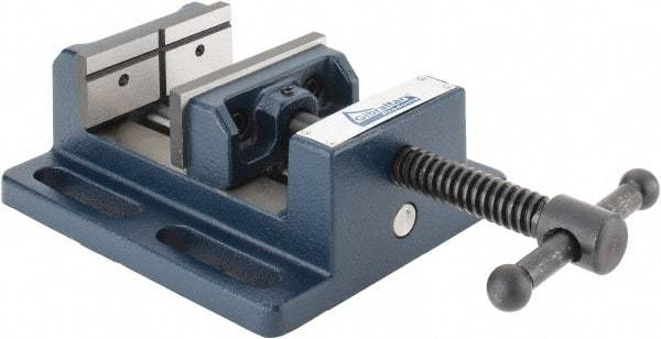 Gibraltar - 3" Jaw Opening Capacity x 1-1/8" Throat Depth, Horizontal Drill Press Vise - 3" Wide Jaw, Stationary Base, Standard Speed, 6-9/16" OAL x 2-7/16" Overall Height, Cast Iron - Apex Tool & Supply