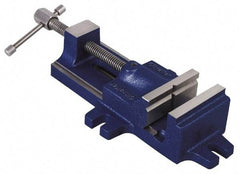 Gibraltar - 4" Jaw Opening Capacity x 1-1/2" Throat Depth, Horizontal Drill Press Vise - 3-1/2" Wide Jaw, Stationary Base, Standard Speed, 12-1/2" OAL, Cast Iron - Apex Tool & Supply