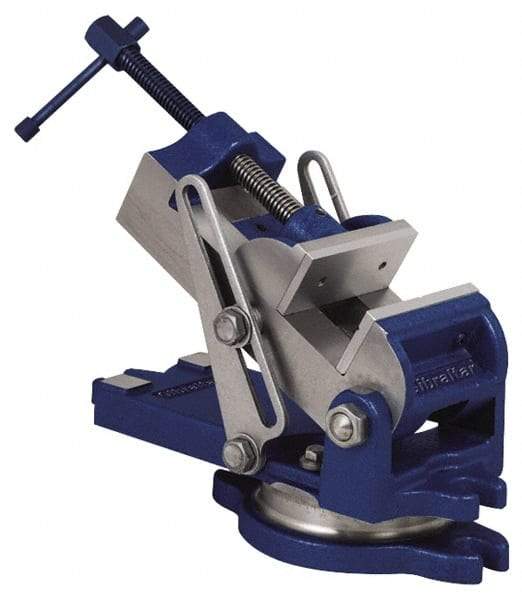 Gibraltar - 4" Jaw Width, 4" Jaw Opening Capacity, Angle Swivel Machine Vise - Manual Operation, 1 Station, 12-1/4" Long x 5-15/16" High x 1-3/4" Deep, 1-3/4" Jaw Height - Apex Tool & Supply