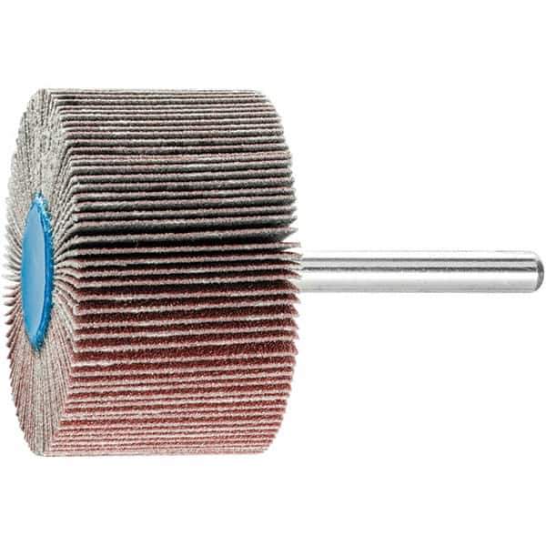 PFERD - 2" Diam x 1" Face Width, Aluminum Oxide Coated Mounted Flap Wheel - 1/4" Shank Mount, 40 Grit, 23,000 Max RPM - Apex Tool & Supply